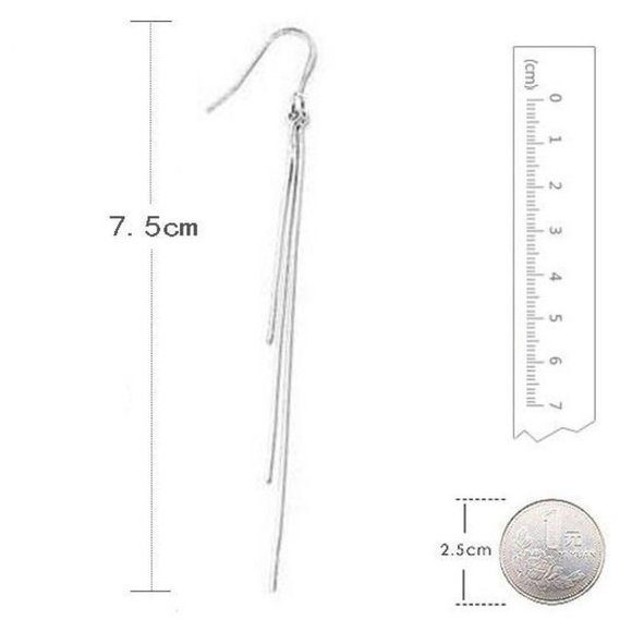 NEW 925 Sterling Silver Tassel Chain Drop Earrings - Picture 2 of 7